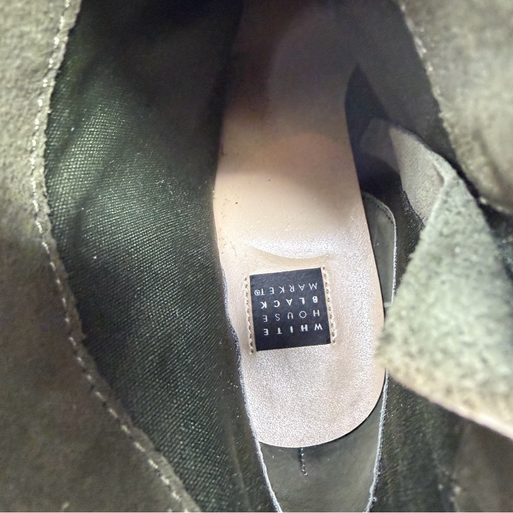 White House Black Market Olive Green Suede Ankle Boots Size 10 - Picture 11 of 12
